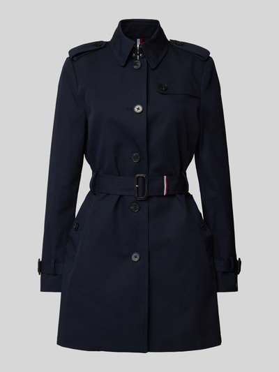 Tommy Hilfiger Trenchcoat mit Gürtel und Schulterriegeln Dunkelblau 2