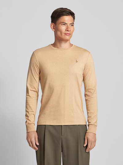 Polo Ralph Lauren Custom Slim Fit Longsleeve mit Rundhalsausschnitt Camel 4