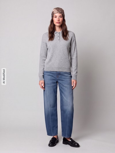 Jake*s Casual Regular Fit Pullover aus reinem Kaschmir Silber Melange 1
