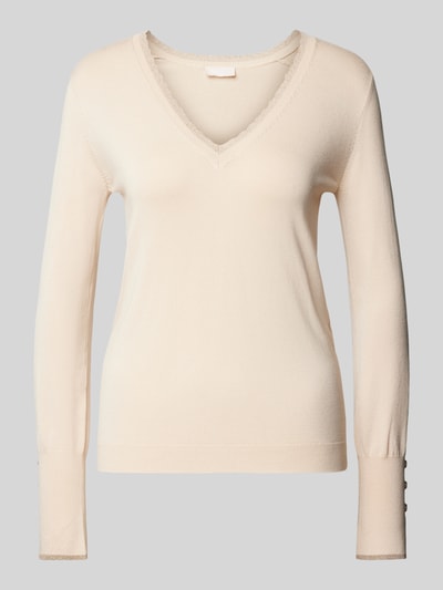 Liu Jo White Gebreide pullover met V-hals Ecru - 1