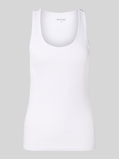 Mustang Top van puur katoen met boothals, model 'Adena' Wit - 2