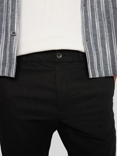 Tom Tailor Denim Straight Leg Hose aus Leinen-Baumwoll-Mix Black 3
