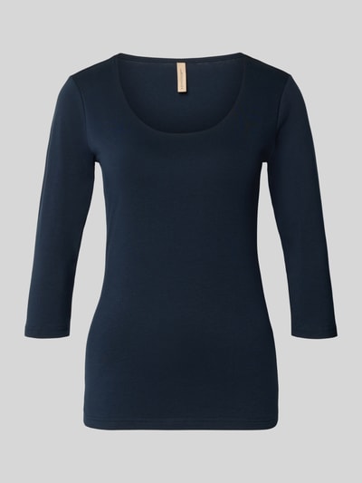 Productfoto, T-shirt met 3/4-mouw model 'Pylle' van Soyaconcept, donkerblauw, slim fit, ronde hals, katoenmix met stretch