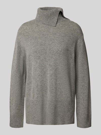 Christian Berg Woman Strickpullover aus Lanawolle mit Rollkragen und Seitenschlitzen Mittelgrau Melange 2