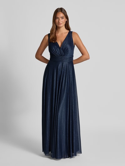 Christian Berg Cocktail Abendkleid mit Taillenband Marine Melange 4