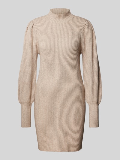 Only Gebreide jurk met turtleneck, model 'KATIA' Beige gemêleerd - 2