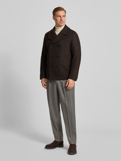 Marc O'Polo Regular Fit Mantel aus Woll-Mix Dunkelbraun 1