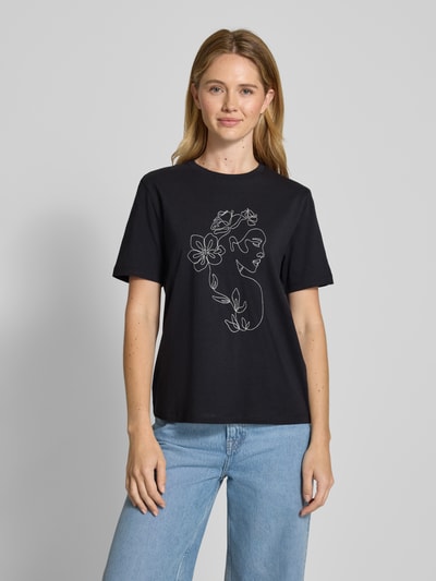 Vila T-Shirt mit Motiv-Stitching Modell 'SYBIL' Black 4