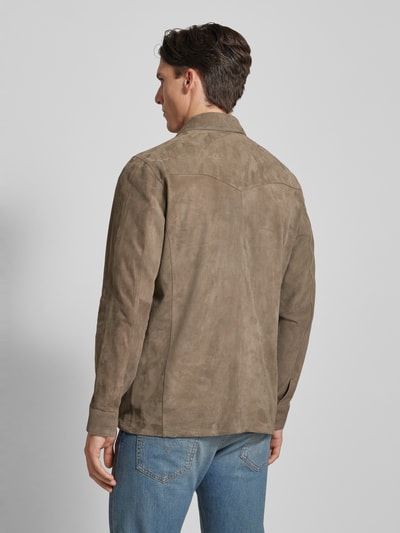 Profuomo Lederjacke mit Umlegekragen Schlamm 5