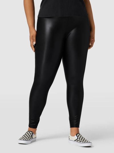 ONLY CARMAKOMA Legginsy PLUS SIZE z imitacji skóry model ‘Carrool’ Czarny 4