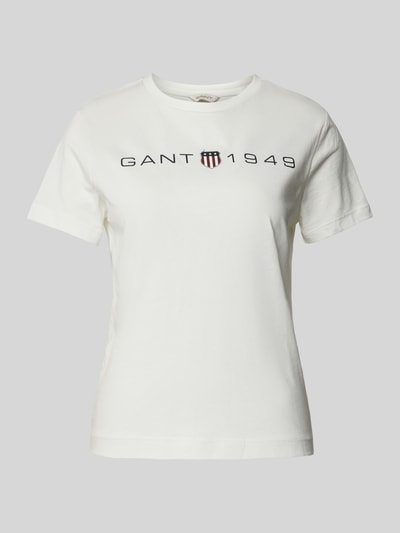 Gant T-shirt z nadrukiem z logo Złamany biały 2