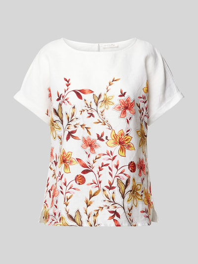 Christian Berg Woman Blouseshirt van linnen met bloemenmotief Wit - 2