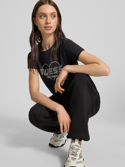 Guess Activewear T-Shirt mit Strasssteinbesatz Modell 'NARCISO' Black 3