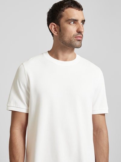 MAERZ Muenchen T-shirt met geribde ronde hals Offwhite - 3