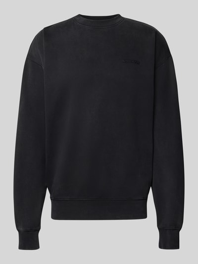 Produktfoto, schwarzes Relaxed Fit Sweatshirt aus Baumwoll-Mix von PEGADOR mit Logo-Stickerei, gerippten Bündchen und Langarm.