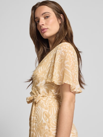 Lauren Ralph Lauren Knielange wikkeljurk met V-hals, model 'FILSEE' Zand - 3