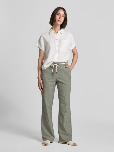 Christian Berg Woman Stoffhose aus Leinen-Mix mit Bindegürtel Khaki Melange 1