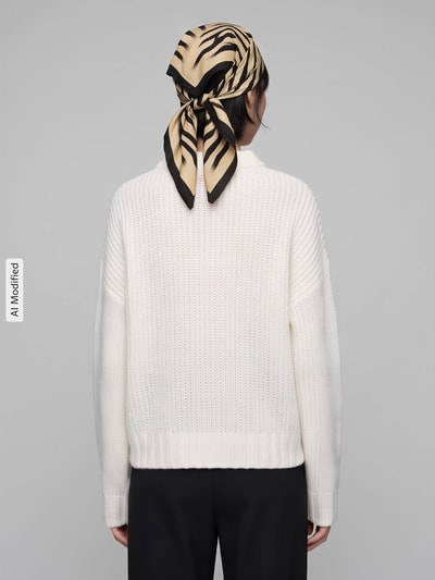 HUGO Oversized Pullover aus Woll-Mix aus Alpaka-Anteil Modell 'Sloossy' Offwhite 5