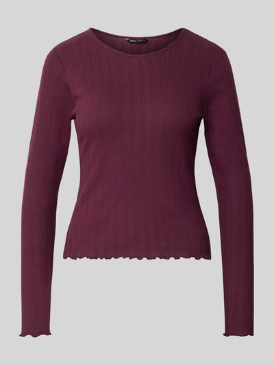 ONLY Slim Fit Langarmshirt aus reiner Baumwolle Modell 'CARLOTTA' Bordeaux 2
