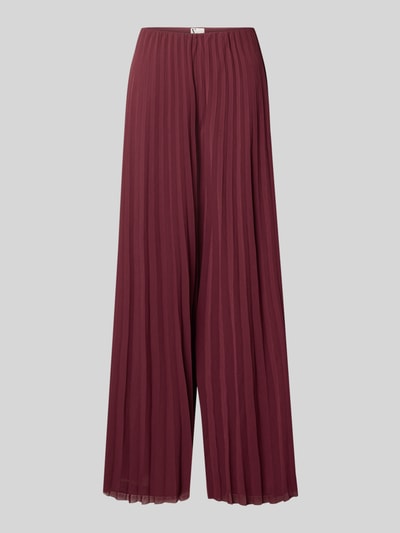 Produktfoto, Hose aus Chiffon mit Plisseefalten von V by Vera Mont in Dunkelrot, Wide-Leg-Pants, Elastischer Bund, Damen, Innenbeinlänge 81 cm, Bundweite 39 cm, Größe 36