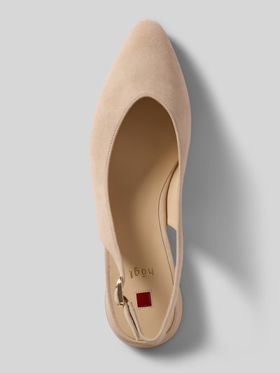 Productfoto, Pumps aus Leder mit Riemen und Dornschließe van Högl in lichtbeige leer met gladde zool, hakhoogte 2 cm, schachtbreedte 5 cm, punt van de schoen, maat 40