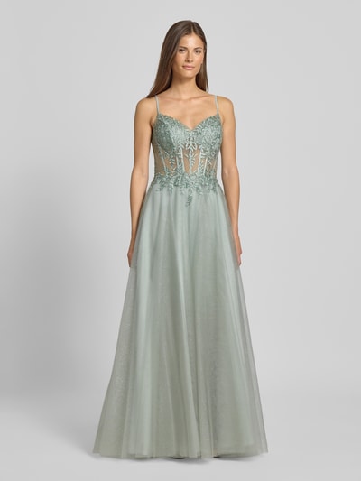 Luxuar Abendkleid mit Ziersteinbesatz Gruen 4