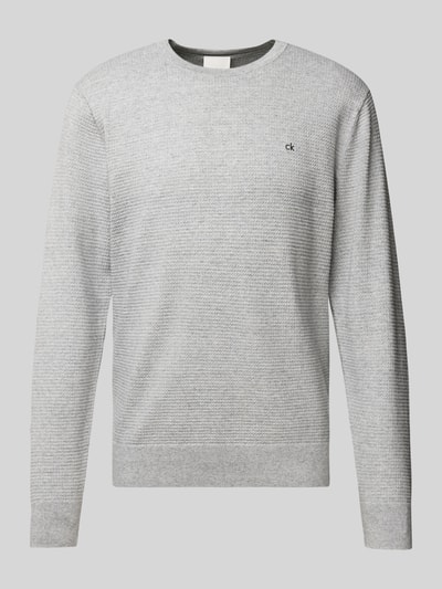 CK Calvin Klein Strickpullover mit Label-Stitching Hellgrau 2