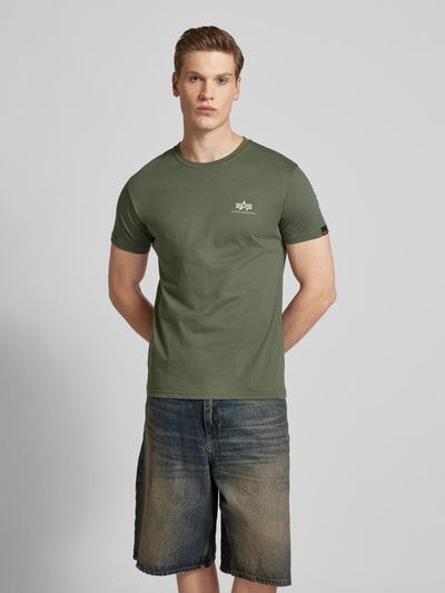 Alpha Industries T-shirt met labelprint, model 'BASIC' Groen - 4