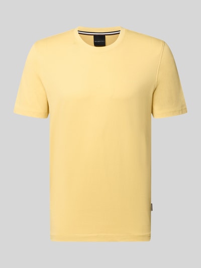 Produktfoto, Regular Fit T-Shirt aus reiner Baumwolle von bugatti in Hellgelb, Rundhalsausschnitt, glatte Oberfläche, Herren T-Shirt