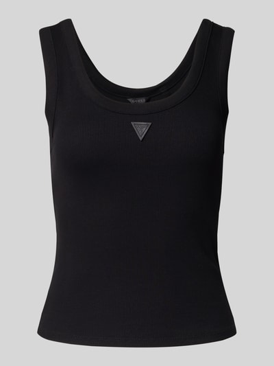Guess Tanktop in riblook met labeldetail Zwart - 2