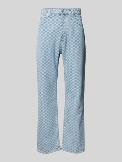 Hugo Blue Relaxed Fit Jeans mit Gitterkaro Modell 'Nate' Hellblau 2