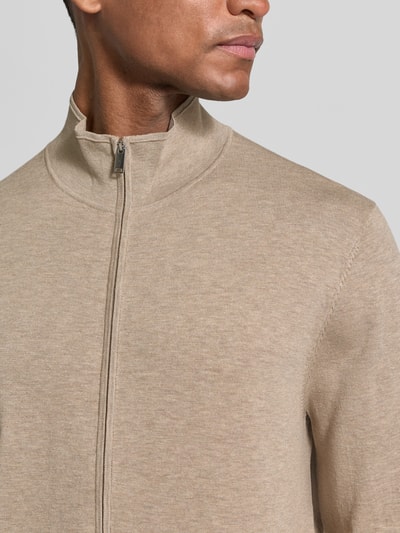 Profuomo Cardigan mit Stehkragen und Zweiwege-Reißverschluss Beige 3