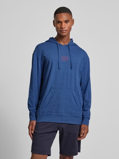 HUGO Hoodie met labelprint, model 'Laze' Marineblauw - 4