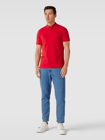 Tommy Hilfiger Poloshirt mit Label-Kontraststreifen Modell 'MAO COLLAR LOGO' Rot 1