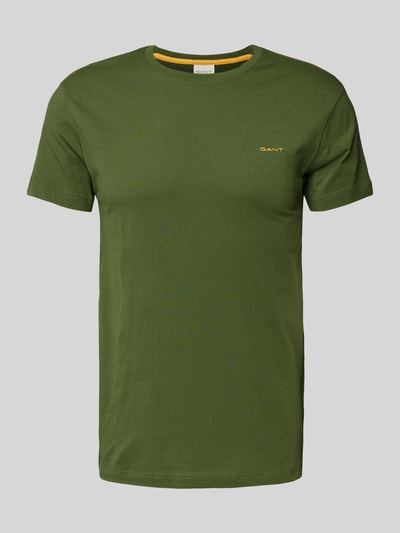 Gant T-shirt met labelstitching Olijfgroen - 2