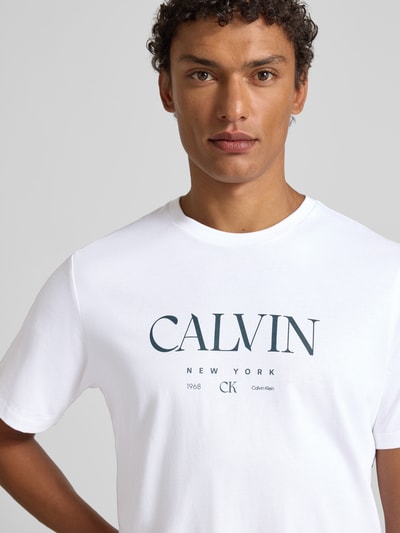 CK Calvin Klein T-Shirt mit Label-Print und Rundhalsausschnitt Weiss 3