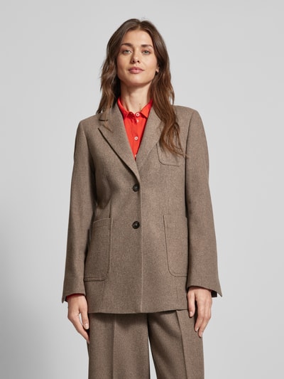 Marc O'Polo Lange blazer met kleine borstzak Taupe - 4