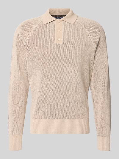 Produktfoto, beiger Regular Fit Pullover mit Polokragen Modell 'BEN' von Jake*s Studio Men, grob gestrickte Struktur, neutrale Farbgebung