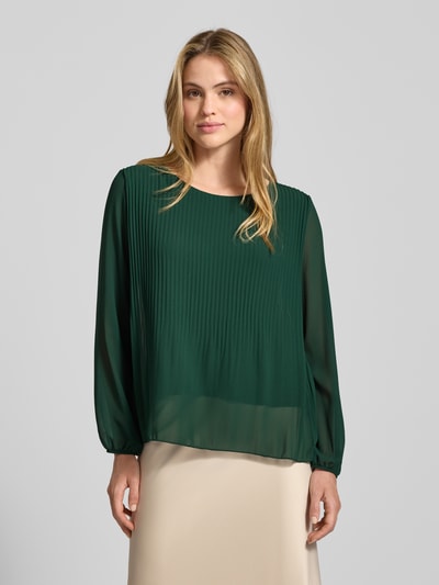 ZABAIONE Blouse met lange mouwen met plissévouwen en ronde hals Donkergroen - 4