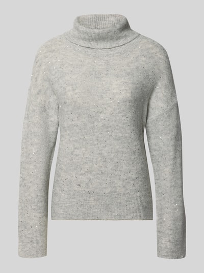 Only Oversized coltrui met pailletten, model 'ARIZONA LS SEQUINS' Lichtgrijs gemêleerd - 2