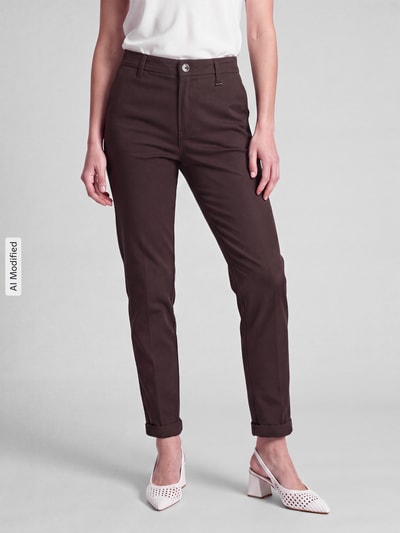 MAC Chinos o kroju straight fit z mieszanki bawełny Ciemnobrązowy 4