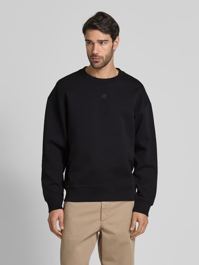 HUGO Sweatshirt mit gerippten Abschlüssen Modell 'Dettil' Black 4