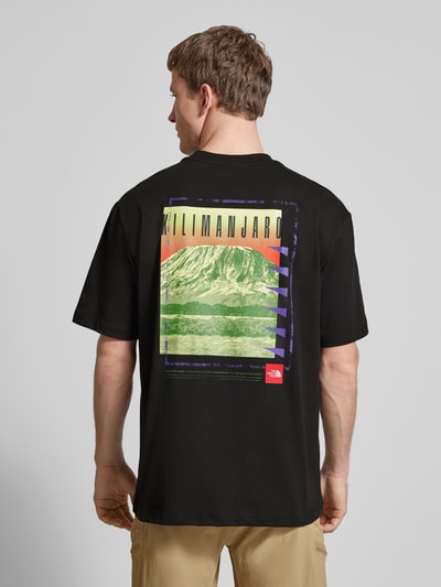 The North Face T-shirt o kroju oversized z czystej wełny z nadrukiem z logo Czarny 5