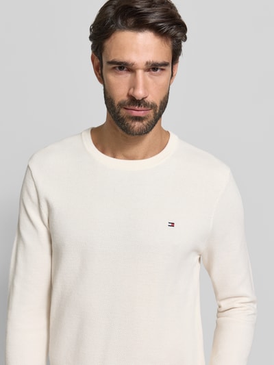 Tommy Hilfiger Regular fit gebreide pullover van zuiver katoen Ecru - 3