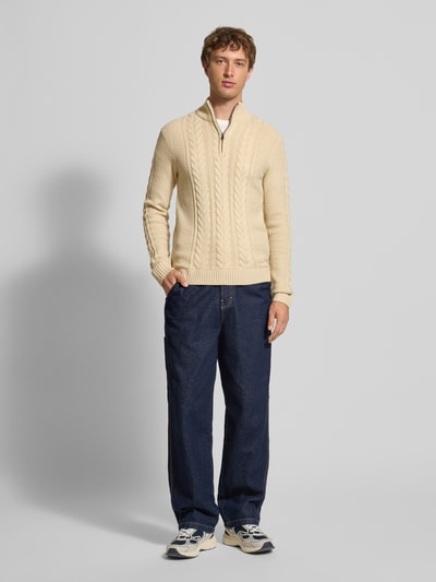 Blend Strickpullover mit Reißverschluss Modell 'BASIM' Offwhite 1