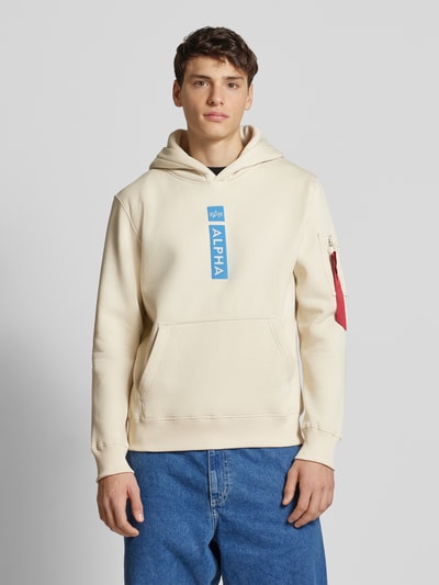 Alpha Industries Hoodie met labelprint Beige - 4