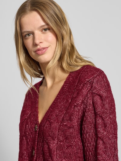 PIECES Regular Fit Strickjacke mit Woll-Anteil Modell 'NINA' Dunkelrot Melange 3