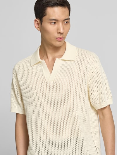 Casual Friday Regular fit poloshirt met ajourpatroon, model 'ASTON' Offwhite - 3