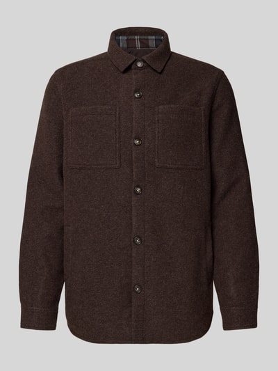 Barbour Regular fit overhemdjack met wol, model 'MARLOW' Donkerbruin - 2