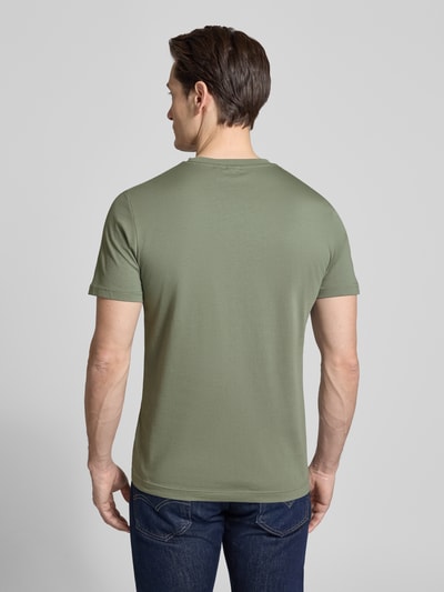 Męski t-shirt z mieszanki bawełny i elastanu, krój regular fit, motyw, okrągły dekolt, długość tyłu 69 cm, Antony Morato. Ganzkörperansicht Rückansicht.